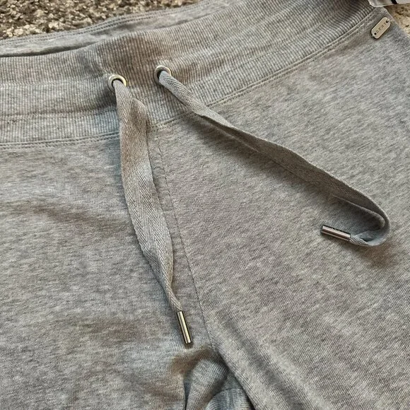 DKNY SPORT (L) Heather Gray Iridescent Silver Logo Sweatpants Joggers Pants - Picture 6 of 8